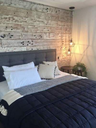 Timber Feature Walls In A Bedroom Whitewashed Sleeper Panels By