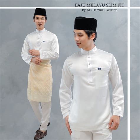 Baju Melayu Slim Fit Off White Cream Nikah Kahwin Lazada