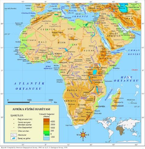 Dünya Haritası Göller Afrika Harita