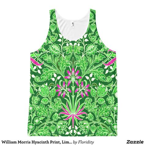 William Morris Hyacinth Print Lime Green All Over Print Tank Top