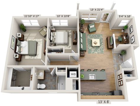 But the 2 will always exist. Two-Bedroom + Study 3D Floor Plan | Net Zero Village