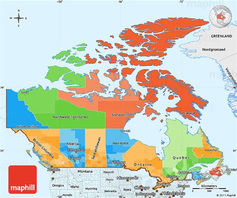 Political Simple Map Of Canada Single Color Outside Borders And Labels