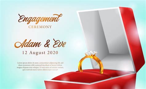 Golden Ring Engagement Ceremony Premium Vector