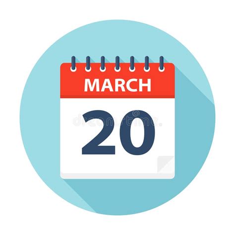 March 20 Calendar Icon Stock Illustration Illustration Of 2022
