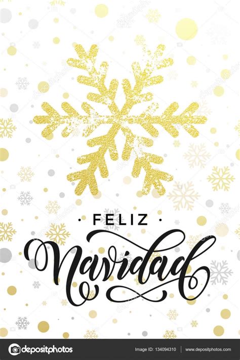 Merry Christmas Spanish Feliz Navidad Greeting Card Golden Glitter