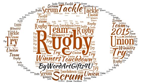 Personalised Word Art A Rugby Ball Design A4 Print Or