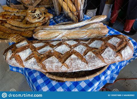 Fresh Bread Loaves Sold At The Market Stock Photo Image Of Group