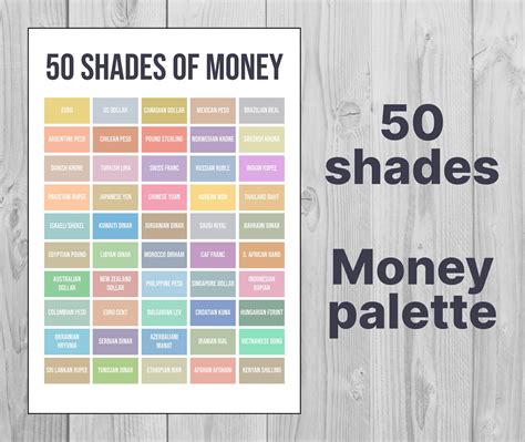 50 Shades Of Money Cash Colors Around The World Etsy