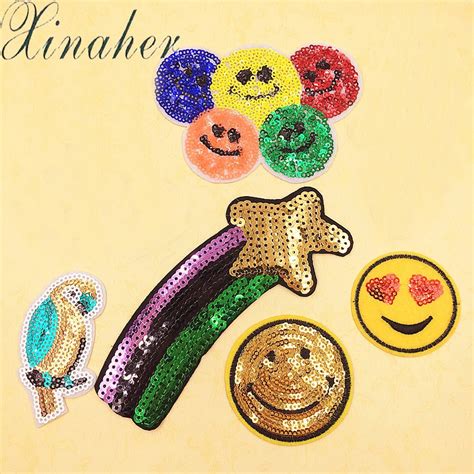 Xinaher Many Designs Choice Embroidered Iron On Patches Clothes Sequins