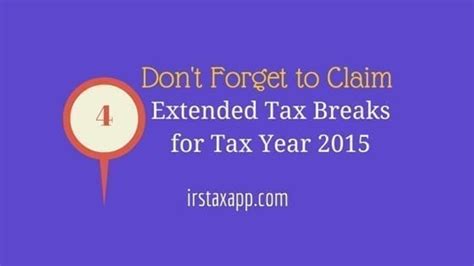 Extended Tax Breaks Internal Revenue Code Simplified