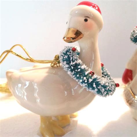 Lenox Goose Santa And Snowman Set Of 3 Very Merry Christmas Ornaments Nib