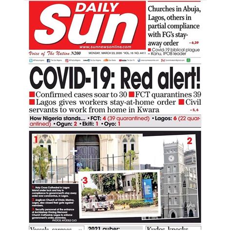 Ob Newspaper Headlines Of The Day Monday 23rd March 2020