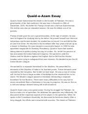 Ass Docx Quaid E Azam Essay Quaid I Azam Muhammad Ali Jinnah Is The