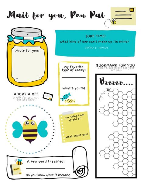 Pen Pal Activity Page For Kids Snail Mail Printable Etsy