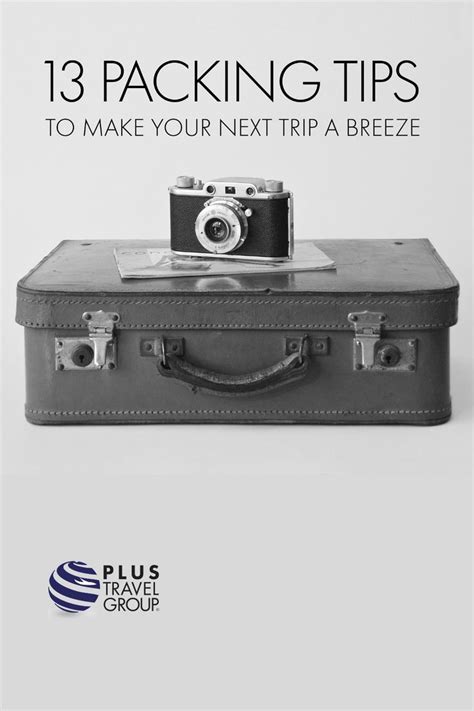 A Camera Sitting On Top Of A Suitcase With The Words 13 Packing Tips To