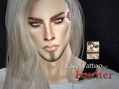 Face Tattoo Hunter N01 By Pralinesims Sims 4 Makeup