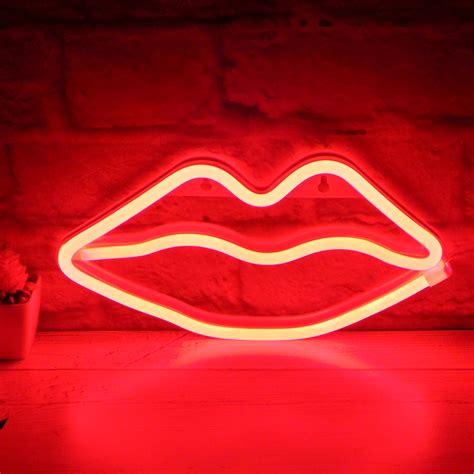 Red Lips Led Neon Light Sign Wall Light Stand Bar Lamp Home Nursery
