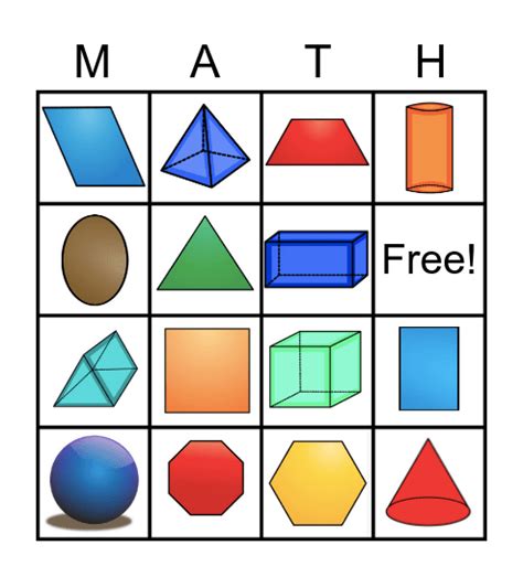 2d And 3d Shapes Bingo Card