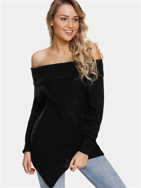 2018 New Sexy Asymmetrical Off The Shoulder Sweater Women Long Sleeve