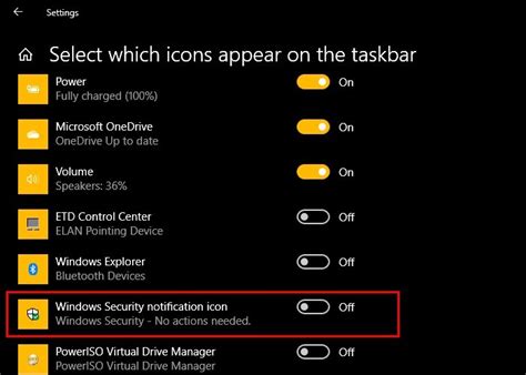 How To Hide Or Show Windows Security Icon On Taskbar Of Windows 10