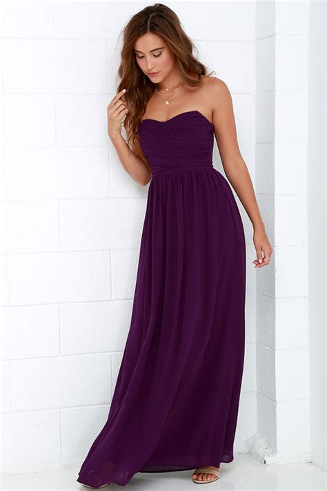 Lovely Purple Dress Strapless Dress Maxi Dress 68 00 Lulus