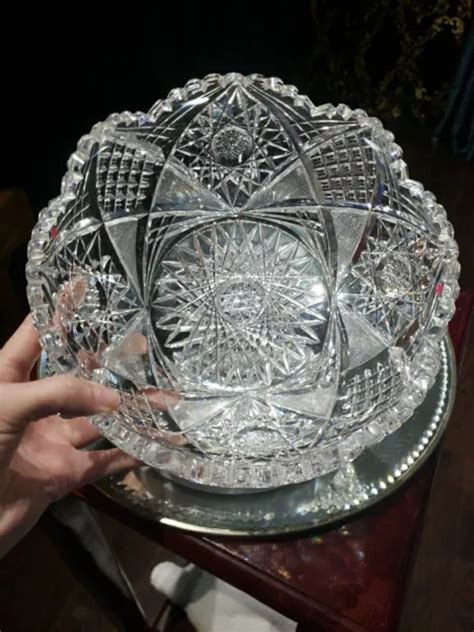 9and Bowl American Brilliant Cut Glass Crystal Signed Libbey Corinthian Hobstars 129 95 Picclick
