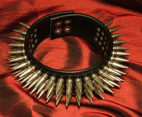 3 Row Super Spiked Leather Collar Etsy Leather Collar Spike Collar