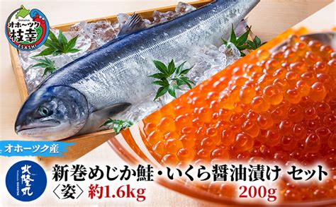 北隆丸 新巻めじか鮭〈姿〉約16kg・いくら醤油漬け200gセット オホーツク枝幸産 北海道枝幸町 セゾンのふるさと納税