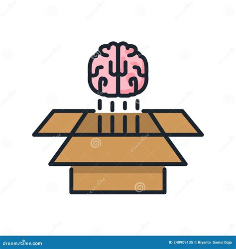 Outside Box Thinking Icon Color Illustration Design Stock Vector