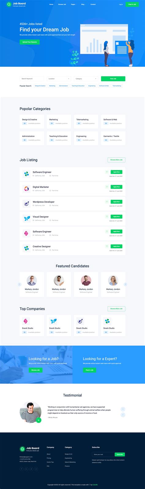 Job Board Free Bootstrap Html Css Template