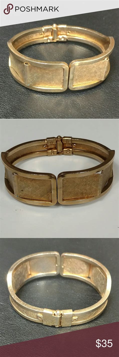 Vintage Gold Tone Hinged Cuff Bracelet Vintage Gold Vintage Jewelry