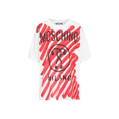 Jersey T Shirt Brushstroke Double Question Mark Moschino Shop Online