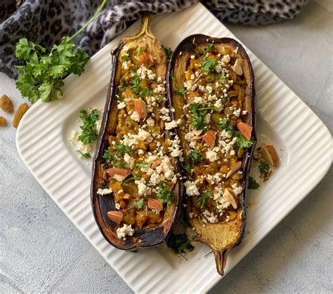 Moroccan Stuffed Roasted Eggplant Recipe By Archanas Kitchen