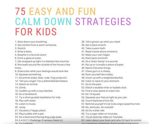 75 Easy And Fun Calm Down Strategies For Kids That They