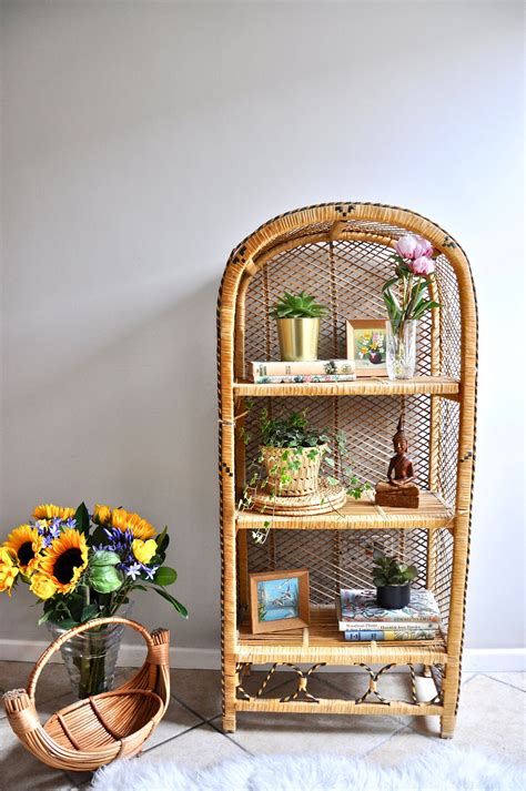 Great 1970s wicker shelf from france. Large wicker or rattan peacock style shelves or shelving ...