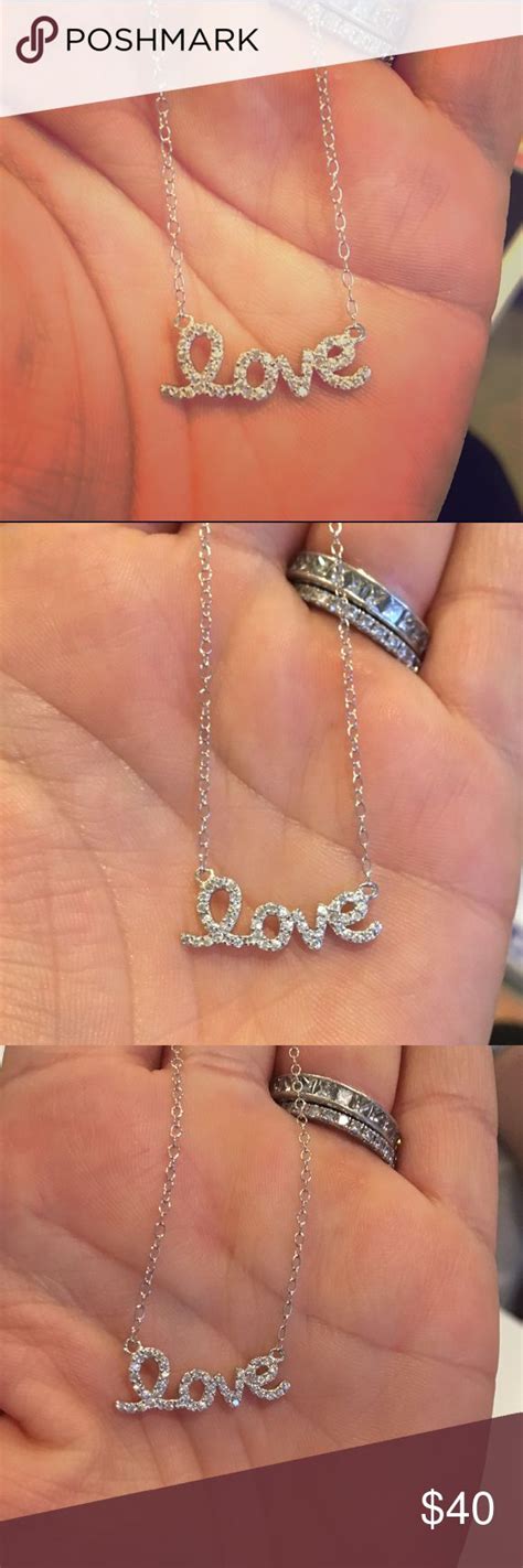 Sterling Silver Love Letters Necklace Chain Jewelry Necklace Letter Necklace Silver