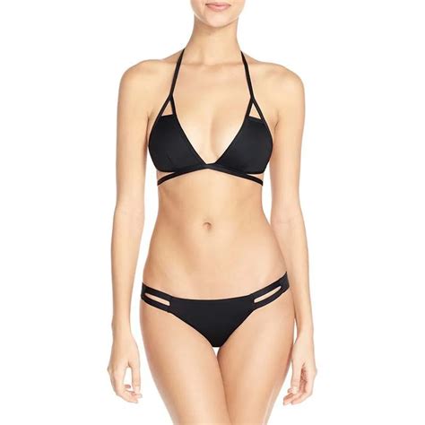 2018 New Model Sexy Women Black Bikini Set Bandage Simple Split Swimsuit Triangle Swim Suit Two