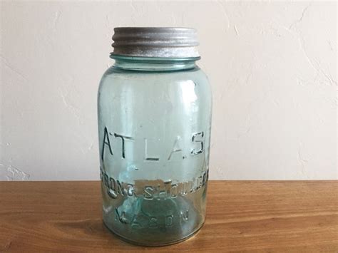 Vintage Atlas Strong Shoulder Blue Quart Mason Jar Canning Etsy
