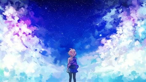 Anime Girls Clouds Stars Kyoukai No Kanata Wallpapers Hd Desktop