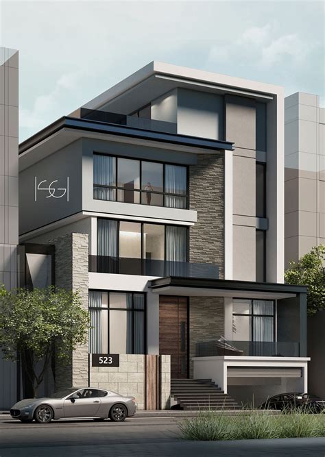 Residential Villa Kuwait On Behance 3 Storey House Design Facade