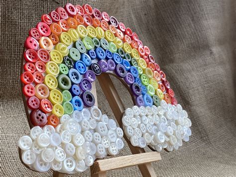 Rainbow Button Mosaic Rainbow Buttons Photo Frame Craft Crafts