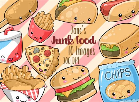 Kawaii Junk Food Clipart Cute Fast Food Download Kawaii