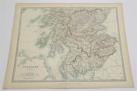 Scotland Southern Sheet 1904 Atlas Map Colour Engraving By Johnston