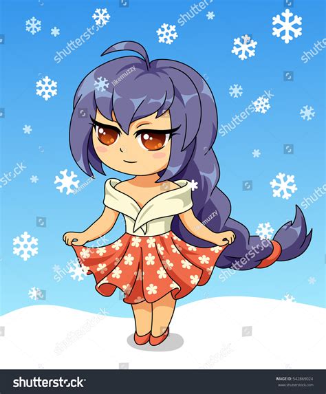 Cute Anime Chibi Little Girl Merry Stock Vector 542869024 Shutterstock