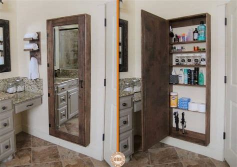Add style to the medicine cabinet with colors that match your décor. DIY Bathroom Mirror Hidden Storage