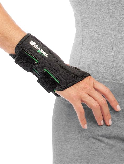 Mueller Green Fitted Wrist Brace Black One Size Fits Most Right Hand
