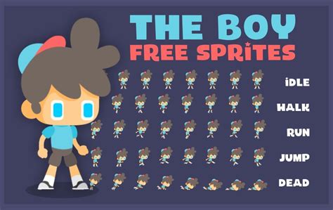 Free Sprite With Cute Boy Character In Modern Flat Design Style
