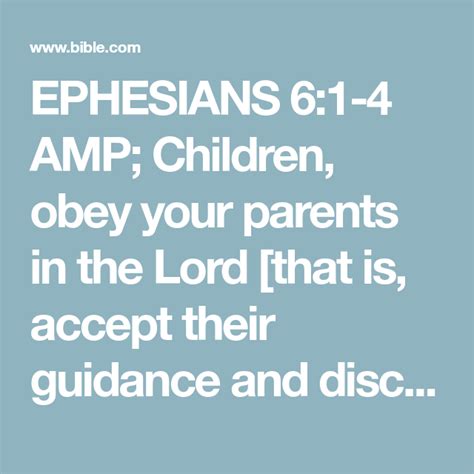 Ephesians 61 4 Amp Children Obey Your Parents In The Lord That Is