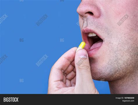 Man Swallows Medicine Image Photo Free Trial Bigstock