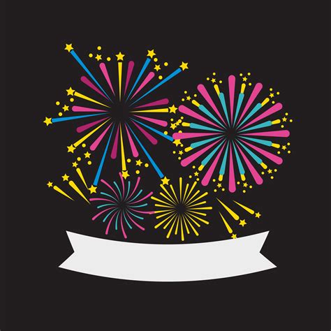 Fireworks Icon Set With Ribbon 1339984 Vector Art At Vecteezy
